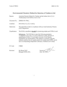 US EPA - EPA Review for Triallate & Degradate TCPSA