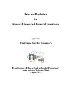 Rules and Regulations for Sponsored Research & Industrial Consultancy  approved by
