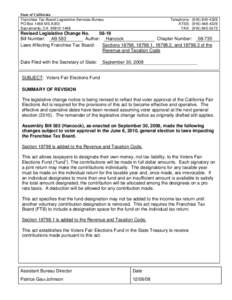 State of California Franchise Tax Board-Legislative Services Bureau PO Box 1468 MS A350 Sacramento, CA[removed]Telephone: ([removed]