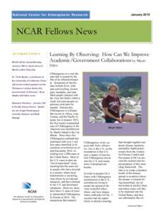 January[removed]National Center for Atmospheric Research NCAR Fellows News UPCOMING EVENTS