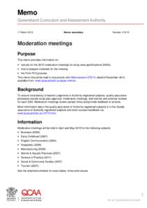MemoSenior secondary: Moderation meetings