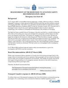 REASSESSMENT OF THE RESPONSES TO AVIATION SAFETY RECOMMENDATION A08-02 Background Emergency fuel shut-off