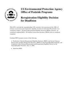 US EPA - Pesticides - Reregistration Eligibility Decision for Disulfoton