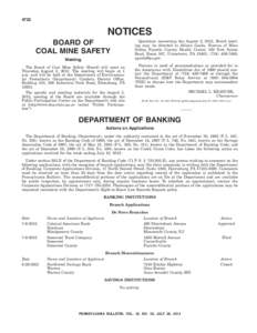 4722  NOTICES BOARD OF COAL MINE SAFETY