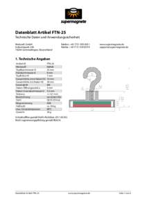 Datenblatt Artikel FTN-25 Technische Daten und Anwendungssicherheit Webcraft GmbH IndustrieparkGottmadingen, Deutschland