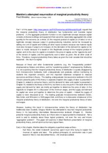 real-world economics review, issue no. 61  Mankiw’s attempted resurrection of marginal productivity theory Fred Moseley  [Mount Holyoke College, USA]