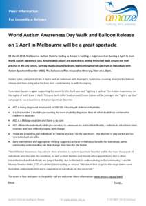 Microsoft Word - Media Release - World Autism Awareness Day Event - 1 April[removed]