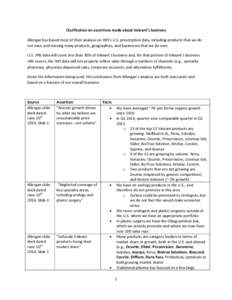 Clarification on assertions made about Valeant’s business Allergan has based most of their analysis on IMS’s U.S. prescription data, including products that we do not own, and missing many products, geographies, and 