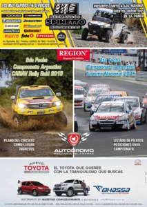 2 - Suplemento Especial Autódromo Provincia de La Pampa - REGION® Empresa Periodística  LISTADO COMPLETO DE PILOTOS 2015 TURISMO NACIONAL Clase 3