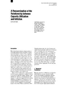 A Reexamination of the Relationship betweem Capacity Utilization and Inflation