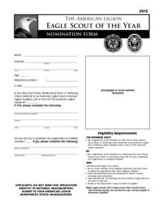 2015  The American Legion Eagle Scout of the Year NOMINATION FORM