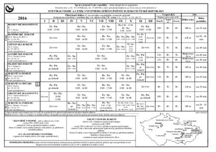 Správa jeskyní České republiky - státní příspěvková organizace Květnové nám. 3, CZPrůhonice, tel.: , e-mail: , www.caves.cz; www.jeskynecr.cz OTEVÍRACÍ DOBY A 