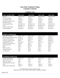 Linn State Technical College Academic Calendar Academic Year FALL SEMESTER[removed]