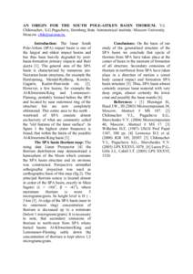 Geomorphology / Thorium / Chemical elements / Actinides / Nuclear fuels / South Pole–Aitken basin / Impact crater / Al-Khwarizmi / Lunar Prospector / Moon / Planetary science / Lunar science