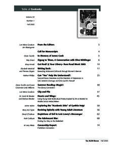 Table of Contents Volume 33 Number 1  Fall 2005