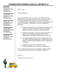 Arizona / Tombstone / Tombstone Unified School District / Tombstone High School / American folklore