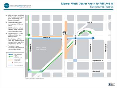 Mercer West: Dexter Ave N to Fifth Ave W Eastbound Routes mcp mercercorridorproject  fixing the mercer mess