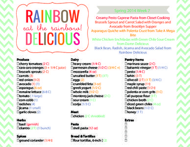Spring 2014 Week 7 Shopping List Rainbow Delicious