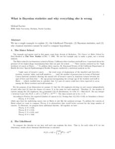 1  What is Bayesian statistics and why everything else is wrong Michael Lavine ISDS, Duke University, Durham, North Carolina