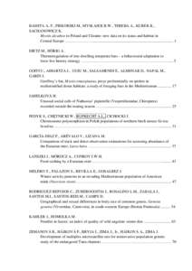 BASHTA A.-T., PISKORSKI M., MYSŁAJEK R.W., TEREBA A., KUREK K., SACHANOWICZ K. Myotis alcathoe in Poland and Ukraine: new data on its status and habitat in Central Europe ….………………..........................