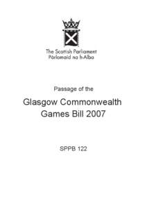 Passage of the  Glasgow Commonwealth Games Bill[removed]SPPB 122