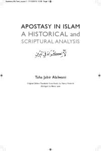 Religious law / Islamic criminal jurisprudence / Apostasy in Islam / Sharia / Apostasy / Ijtihad / Freedom of religion / Quranism / Nasr Abu Zayd / Religion / Islam / Disengagement from religion