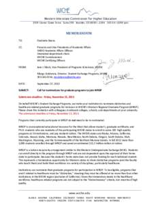 Western Interstate Commission for Higher Education 3035 Center Green Drive Suite 200 Boulder, CO[removed][removed]ph) MEMORANDUM TO: