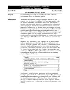 Metropolitan Transportation Commission Programming and Allocations Committee June 13, 2012 Item Number 5b MTC Resolution No. 3925, Revised