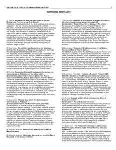 ABSTRACTS OF THE SAA 75TH ANNIVERSARY MEETING  1 SYMPOSIUM ABSTRACTS