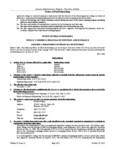 Arizona Administrative Register / Secretary of State otices of Final Rulemaking approved college or school of pharmacy shall ensure that the director of the Board-approved college or school of pharmacy’s experiential 