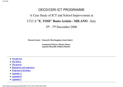 ITC TOSI  OECD/CERI ICT PROGRAMME A Case Study of ICT and School Improvement at I.T.C.S 