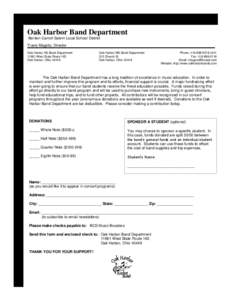Oak Harbor Band Department Benton-Carroll-Salem Local School District Travis Magoto, Director Oak Harbor HS Band Department[removed]West State Route 163 Oak Harbor, Ohio 43449