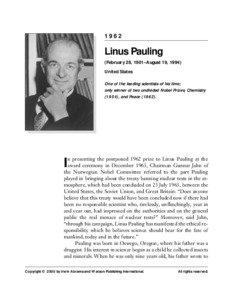 1962  Linus Pauling