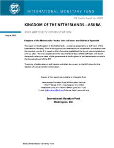 Kingdom of the Netherlands—Aruba: Selected Issues and Statistical Appendix; IMF Country Report No[removed]; June 11, 2013