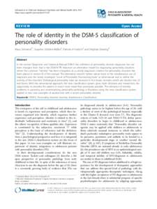 The role of identity in the DSM-5 classification of personality disorders