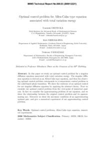 MIMS Technical Report No)  Optimal control problem for Allen-Cahn type equation associated with total variation energy Takeshi OHTSUKA Meiji Institute for Advanced Study of Mathematical Sciences