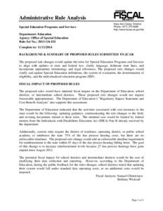 Administrative Rule Analysis Special Education Programs and Services Mary Ann Cleary, Director Phone: ([removed]http://www.house.mi.gov/hfa