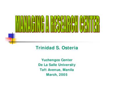 Results Based Management and Logical Framework Training Seminar December 2, 2003