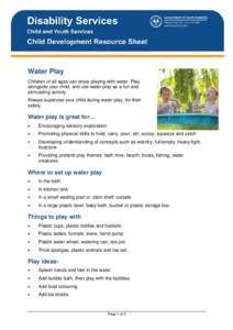 Child Development - Child Resources - Water Play