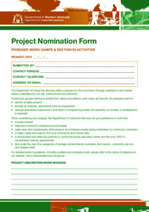 Project Nomination Form – Prisoner Work Camps and s 95 Activities