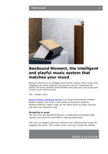 PRESS RELEASE  1/3 BeoSound Moment, the intelligent and playful music system that