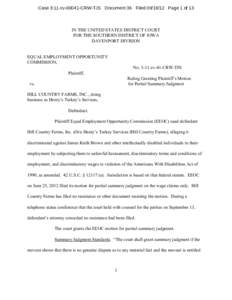 Case 3:11-cvCRW-TJS Document 36 FiledPage 1 of 13  IN THE UNITED STATES DISTRICT COURT FOR THE SOUTHERN DISTRICT OF IOWA DAVENPORT DIVISION