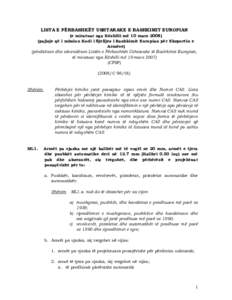 LISTA E PËRBASHKËT USHTARAKE E BASHKIMIT EUROPIAN (e miratuar nga Këshilli më 10 marspajisje që i mbulon Kodi i Sjelljes i Bashkimit Europian për Eksportin e Armëve) (përditëson dhe zëvendëson Listën 