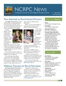 NCRPC NEWS  A publication of the North Central Regional Planning Commission Two Selected as Rural Voices Winners year’s theme was “Rural Kansas…