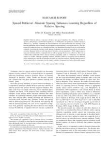 Journal of Experimental Psychology: Learning, Memory, and Cognition 2011, Vol. 37, No. 5, 1250 –1257 © 2011 American Psychological Association[removed]/$12.00 DOI: [removed]a0023436