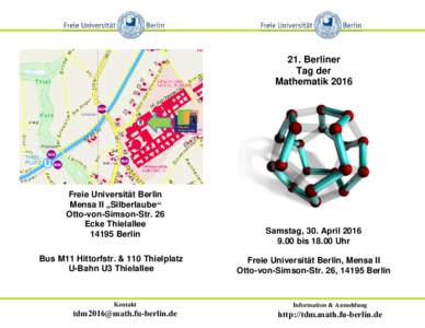 21. Berliner Tag der Mathematik 2016 Löhleinstr.  Freie Universität Berlin