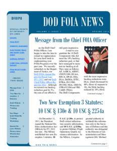 DOD FOIA NEWS  D FOIP O SPECIAL POINTS OF INTEREST: