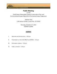 Agenda for the October 27, 2014 in Lone Pine, CA