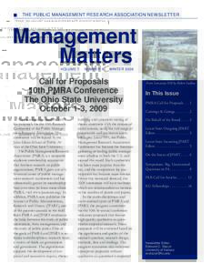 THE PUBLIC MANAGEMENT RESEARCH ASSOCIATION NEWSLETTER  Management Matters Volume 7