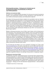 Gase  Dekompositionsanalyse – Zerlegung der Veränderung der temperaturbereinigten CO2-Emissionen für Wohnen nach Einflussfaktoren Definition der berechneten Größe